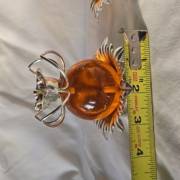 Vintage mid-century atomic orange lucite candle holders 60s 70s - Picture 7 of 7